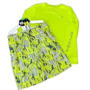 Spyder Boys Swim Set Trunks Rash guard 2 piece Size XL NEW